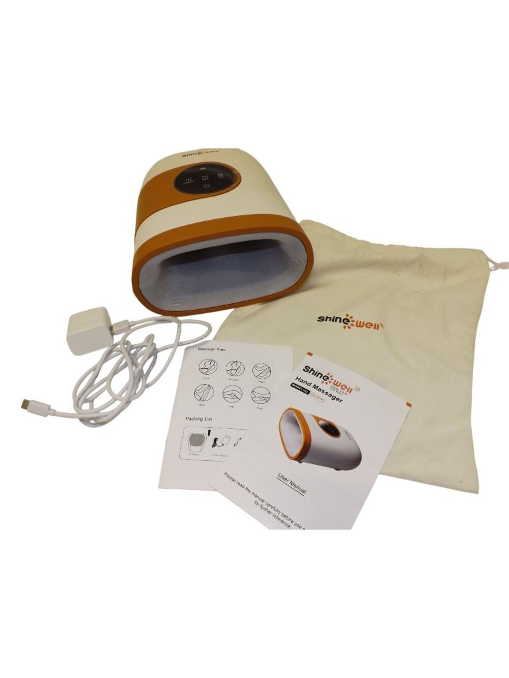 Cordless Electric Hand Massager Vibration & Heat Mode ShineWell Massager SW-087H